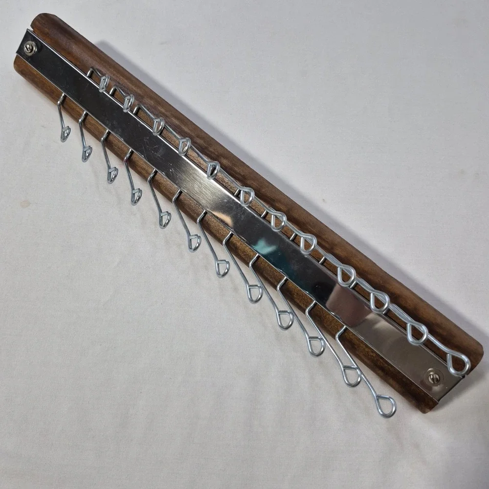 Vintage Tie Rack Wood Metal‎ Scarf Belt Necktie Organizer Swinging Arms Holds 24